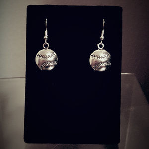 Siver Baseball Dangle Earrings